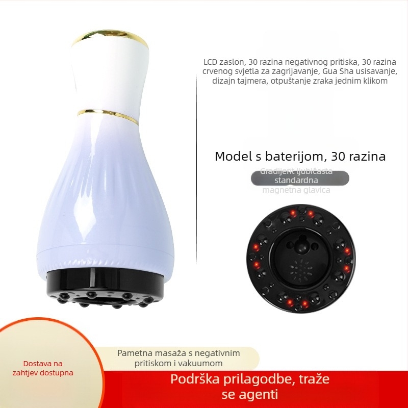 Električni uređaj za gua sha masažu s cuppingom (USB napajanje, kontrola gumbom, model MK-A, raspon temperature 0–48°C, ABS)