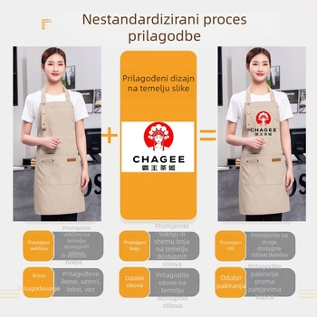 Platnena pregača s troma gumbima, podesiva, za kuhinju i catering, vodootporna i otporna na ulje, s mogućnošću prilagođenog logotipa
