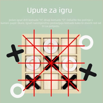 Drvena XO ploča s devet kvadrata — roditeljsko-dječja logička društvena igra za djecu (4–14 godina), razvoj intelekta i koordinacija ruke i oka