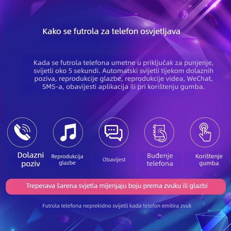 LED futrola za obavijesti poziva za iPhone 16 Pro Max, glasovno upravljanje, protuklizna i otporna na habanje, u sedam boja