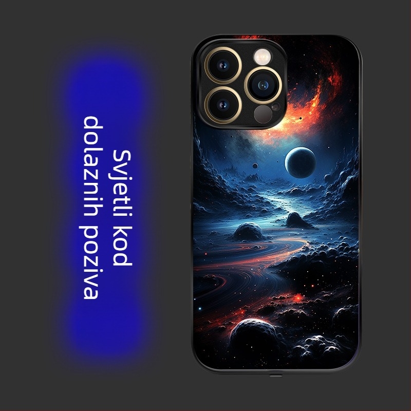 LED futrola za obavijesti poziva za iPhone 16 Pro Max, glasovno upravljanje, protuklizna i otporna na habanje, u sedam boja