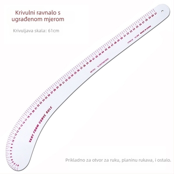 Set linijara za krojenje odjeće s ugrađenom mernom skalom, plastični