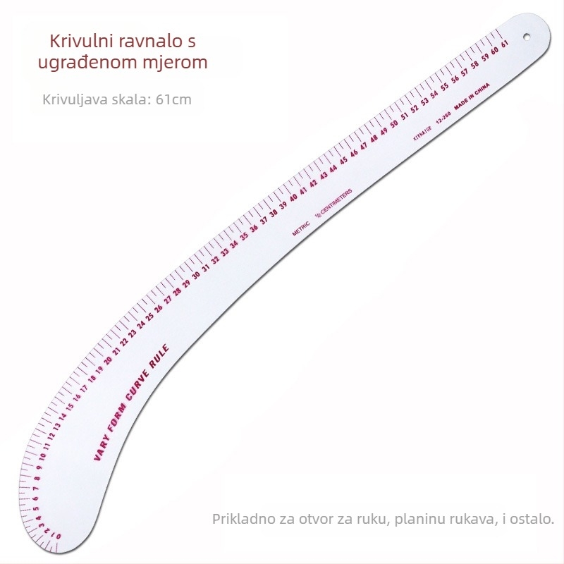 Set linijara za krojenje odjeće s ugrađenom mernom skalom, plastični