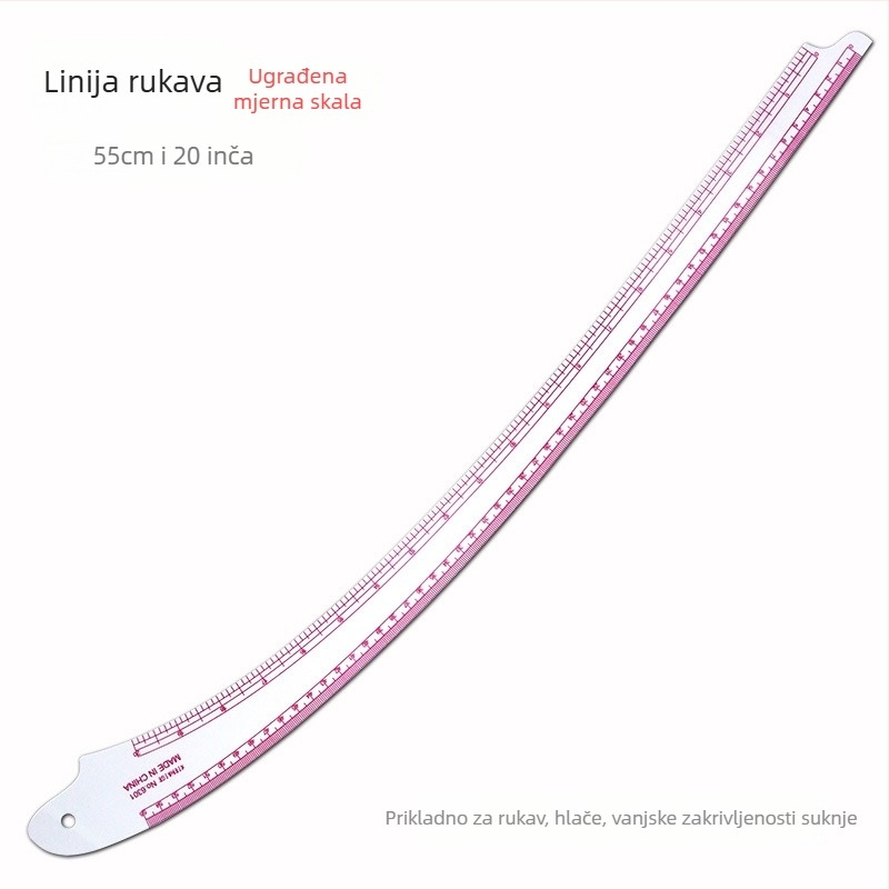 Set linijara za krojenje odjeće s ugrađenom mernom skalom, plastični