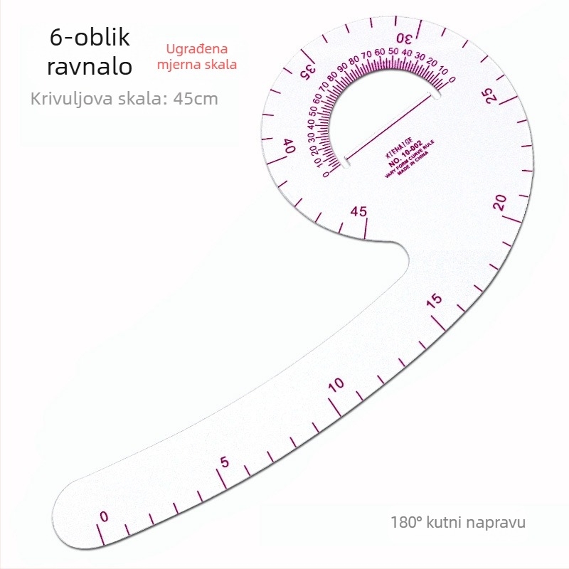 Set linijara za krojenje odjeće s ugrađenom mernom skalom, plastični