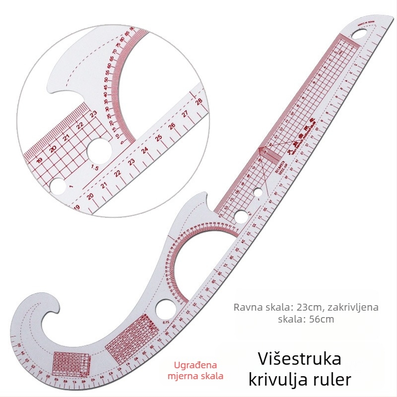 Set linijara za krojenje odjeće s ugrađenom mernom skalom, plastični