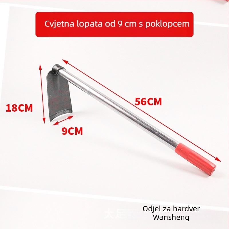 Vrtna motika s dvostrukom namjenom, trozubim grabljama, šiljamat glava; Wanxing marka, čelična baza ploča, građevinski alati