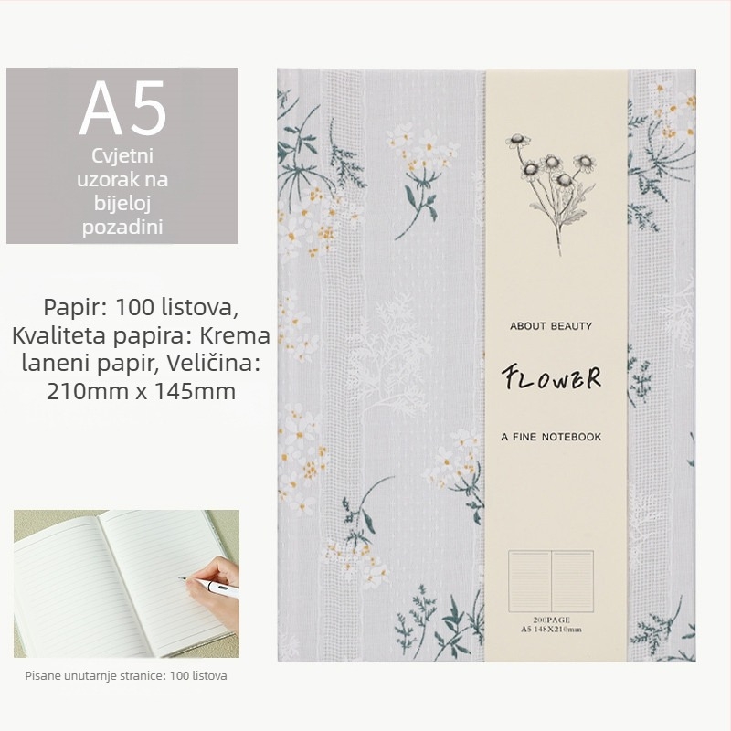 Dnevnik s platnom omotom, veza s odvojivim listovima, Daolin papir 100 g, 200 stranica, japansko-korejski sladak stil