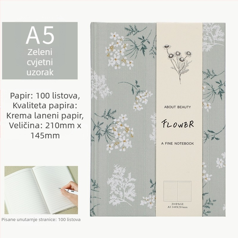 Dnevnik s platnom omotom, veza s odvojivim listovima, Daolin papir 100 g, 200 stranica, japansko-korejski sladak stil