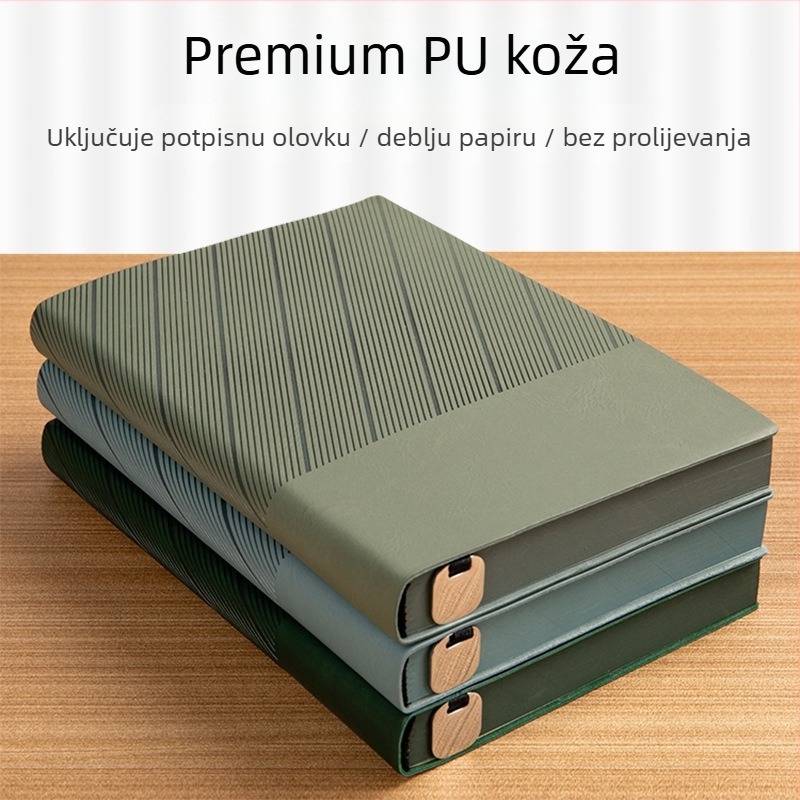 Bilježnica s mekim kožnim omotom, šavom vezana, Forest papir, 80 g/m², 200–300 stranica