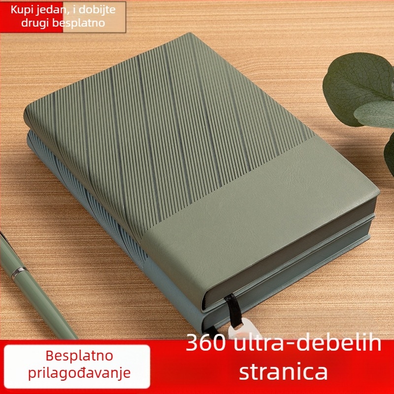 Bilježnica s mekim kožnim omotom, šavom vezana, Forest papir, 80 g/m², 200–300 stranica