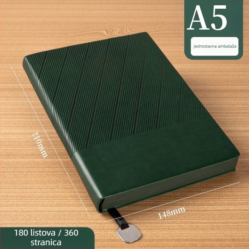 Bilježnica s mekim kožnim omotom, šavom vezana, Forest papir, 80 g/m², 200–300 stranica