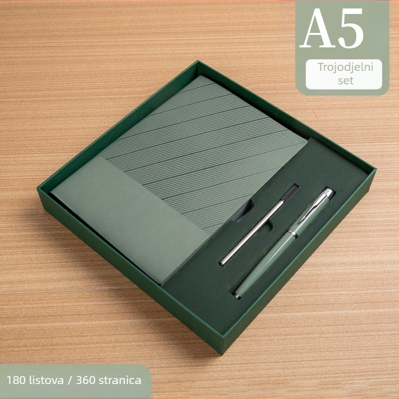 Bilježnica s mekim kožnim omotom, šavom vezana, Forest papir, 80 g/m², 200–300 stranica