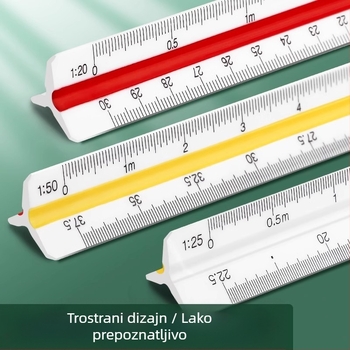 Trokutno mjerno pravilo za veliko arhitektonsko crtanje, unutarnje crtanje, povećavajući mjerni alat, dizajn odjeće