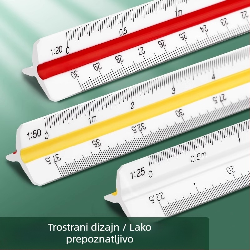Trokutno mjerno pravilo za veliko arhitektonsko crtanje, unutarnje crtanje, povećavajući mjerni alat, dizajn odjeće
