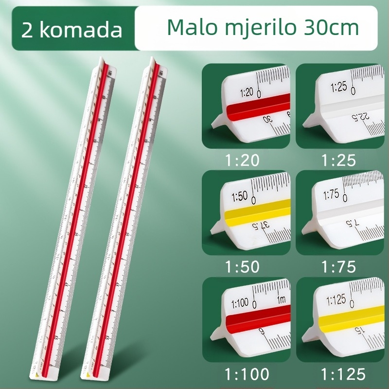 Trokutno mjerno pravilo za veliko arhitektonsko crtanje, unutarnje crtanje, povećavajući mjerni alat, dizajn odjeće