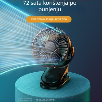 Prijenosni clip ventilator s USB punjenjem, mini tihi stolni ventilator za ured i ljeto