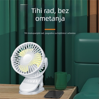 Prijenosni clip ventilator s USB punjenjem, mini tihi stolni ventilator za ured i ljeto