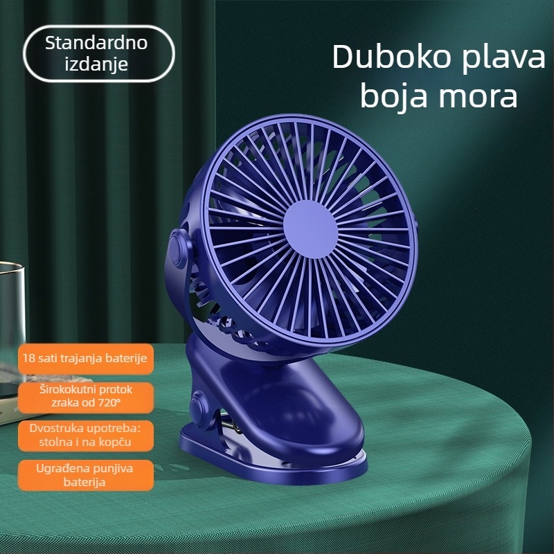 Prijenosni clip ventilator s USB punjenjem, mini tihi stolni ventilator za ured i ljeto