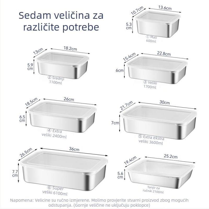 Nerđajući čelik kvadratni tanjur s poklopcem – izdržljiv poslužavnik za serviranje i skladištenje, elektrolitski završetak, mogućnost tiska loga