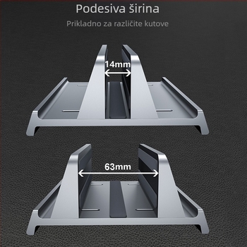 Stalak za prijenosno računalo u uspravnom položaju, aluminijska legura, 546 g, kompatibilan s većinom prijenosnika, stolni tip