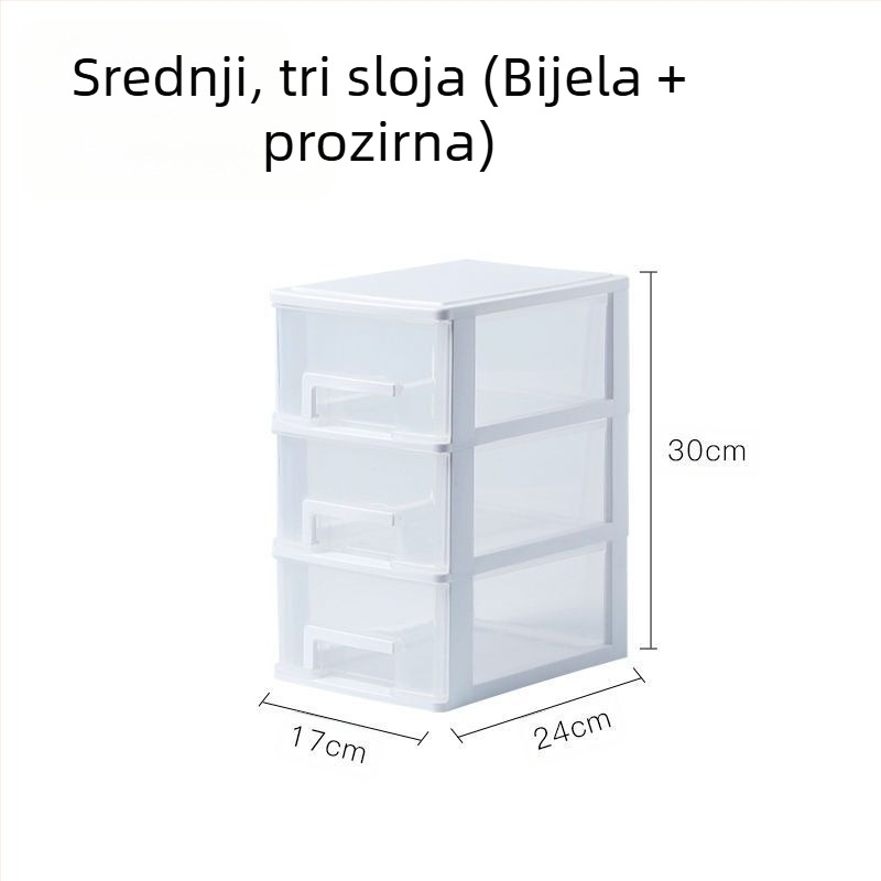 Prozirna kutija za stolno skladištenje s ladicom, 2–5 slojeva, PP materijal, kapacitet 4L, zatvorena i slagiva