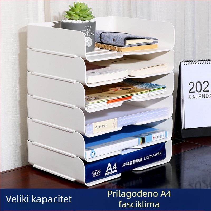 Plastični stolni regal sa 6 razina za dokumente