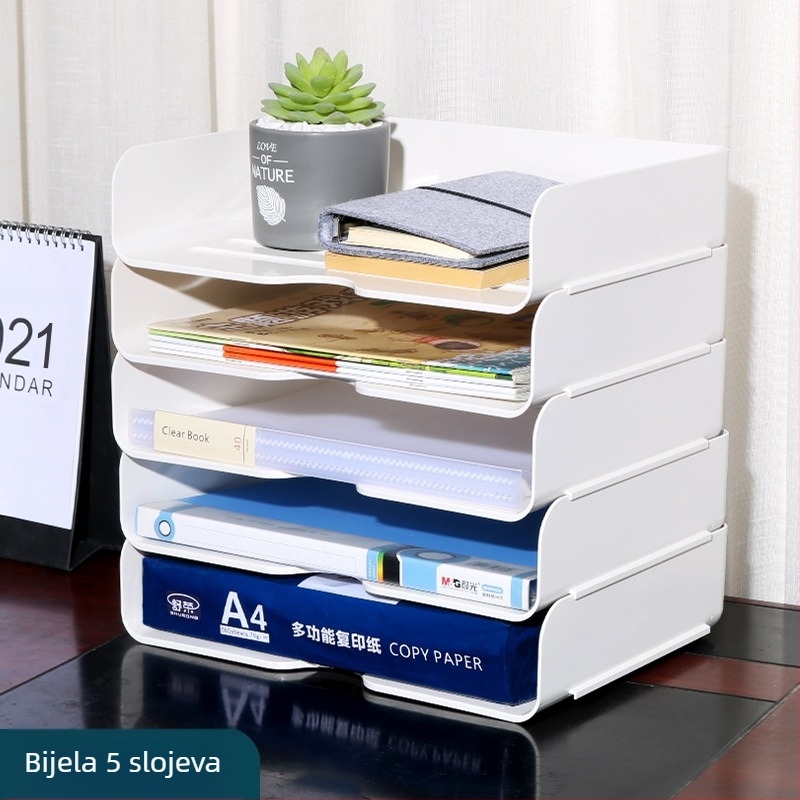 Plastični stolni regal sa 6 razina za dokumente