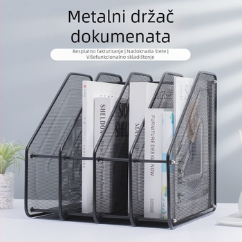 Metalni držač za datoteke – stolni organizator, četverostruka montaža, model Quadruple Assembly