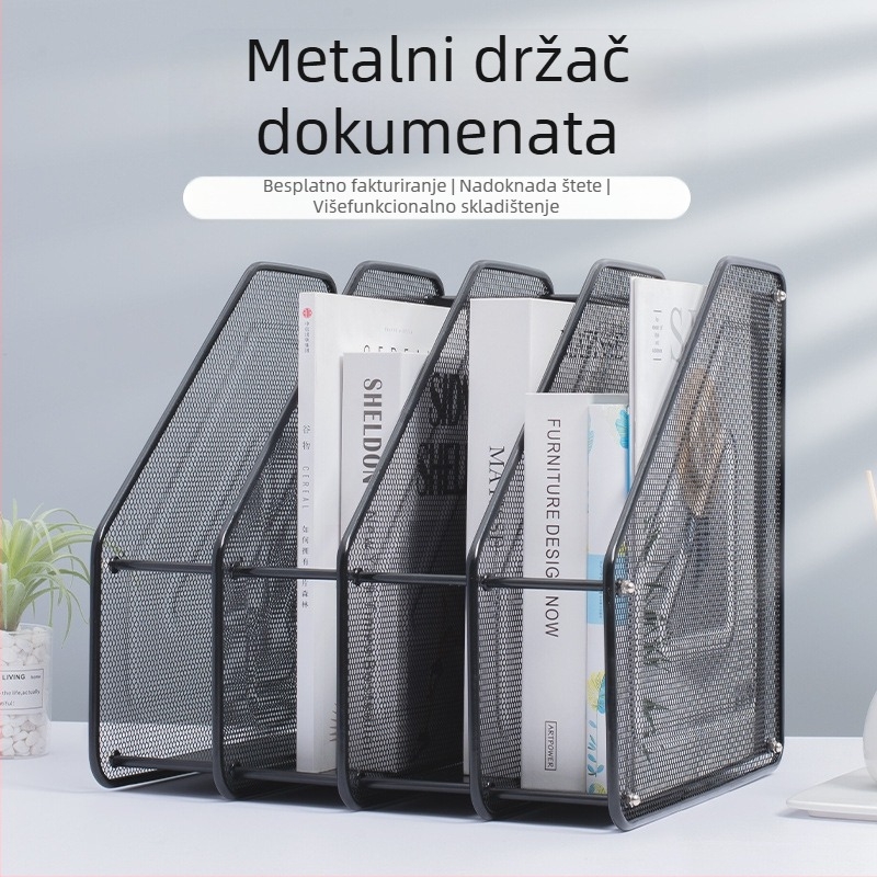 Metalni držač za datoteke – stolni organizator, četverostruka montaža, model Quadruple Assembly