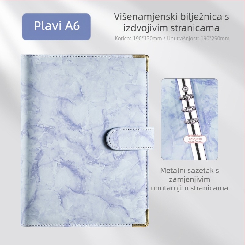 Bilježnica s presvlakom od imitacijske kože, veza s listovima na slobodne listove, unutarnji Daolin papir, gramatura papira: druga, stil: kreativni trend