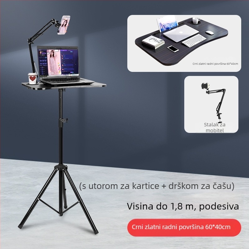 Držač za laptop s bežičnim punjenjem, podesiva visina, sklopiv, za vanjsku upotrebu