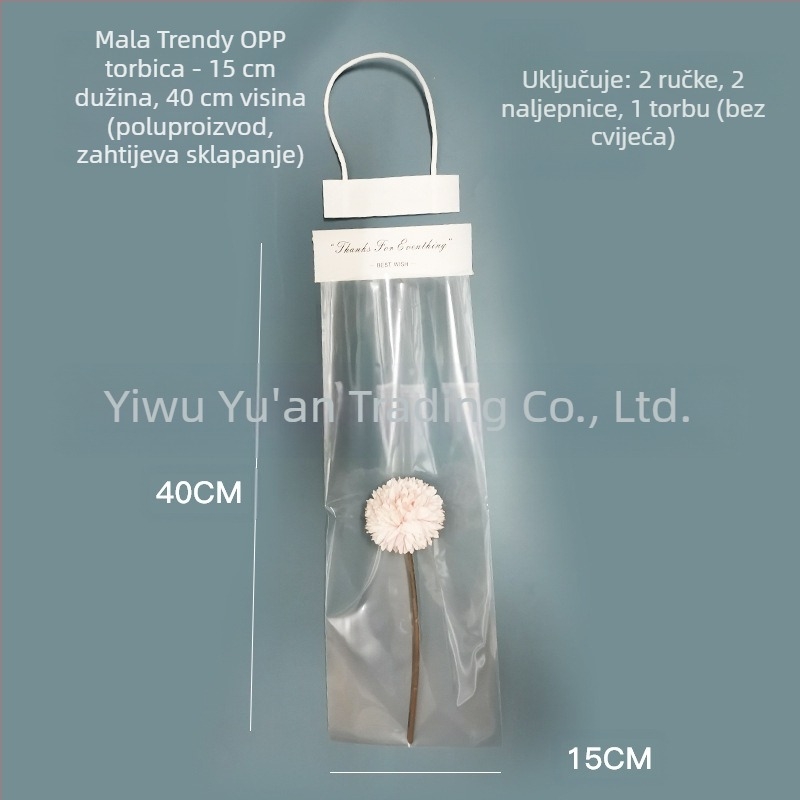 OPP vreće za bukete, na skladištu, završno pakiranje, tehnika lijepljenja, 10 komada