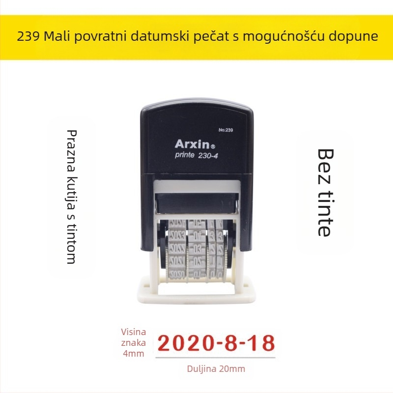 Pečat za datum — povratak tinte; ispis datuma s povratnim tintom (Materijal: Plastika; Oblik: Ispis datuma; Upotreba: Ispis datuma; Značajke: Povratak tinte)