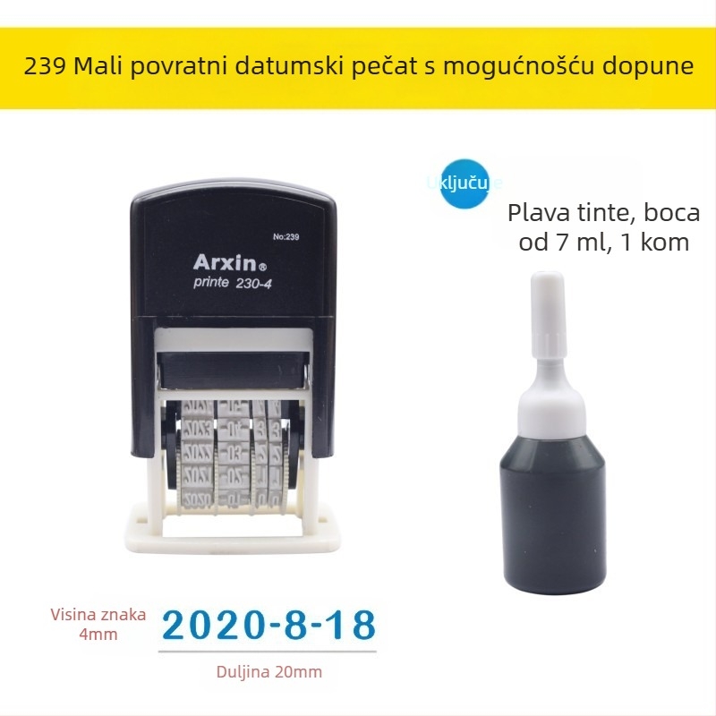 Pečat za datum — povratak tinte; ispis datuma s povratnim tintom (Materijal: Plastika; Oblik: Ispis datuma; Upotreba: Ispis datuma; Značajke: Povratak tinte)