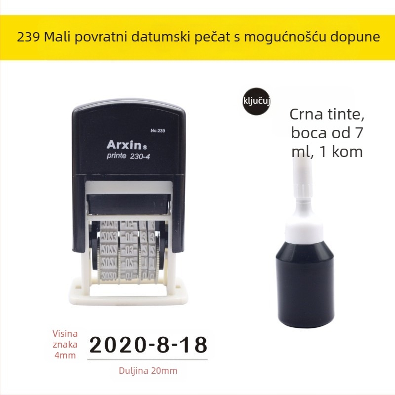 Pečat za datum — povratak tinte; ispis datuma s povratnim tintom (Materijal: Plastika; Oblik: Ispis datuma; Upotreba: Ispis datuma; Značajke: Povratak tinte)