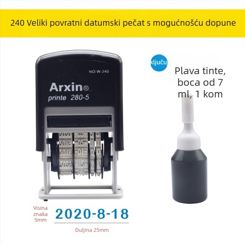 Pečat za datum — povratak tinte; ispis datuma s povratnim tintom (Materijal: Plastika; Oblik: Ispis datuma; Upotreba: Ispis datuma; Značajke: Povratak tinte)