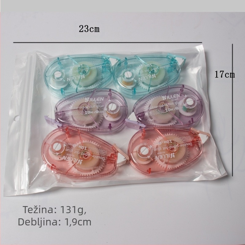 Set točkasti ljepila za korekciju i dvostrano ljepilo — akrilno ljepilo na PET filmu, debljina 1,8, za ukrašavanje bilježnica, mogućnost ispisa logotipa