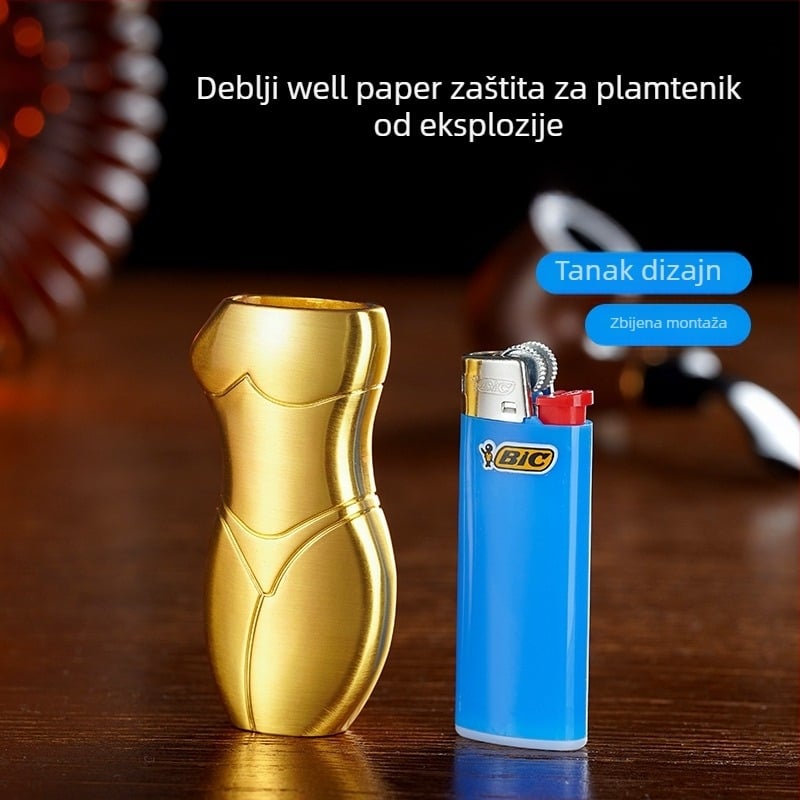 909-J5 Yafeng kućište za zapalitelj od metalnog legura, humanoidni dizajn, mogućnost tiskanja logotipa, prilagodba dostupna, pakiranje 500 komada