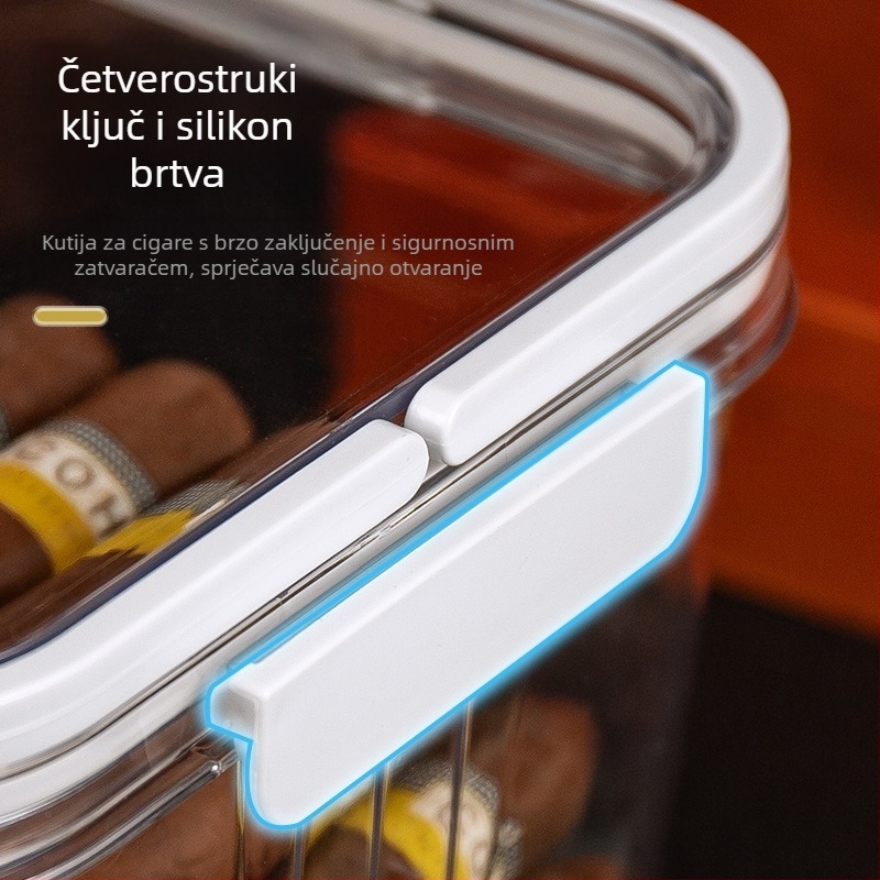 HANNICOOK kutija za cigare – zatvorena, otporna na vlagu i štetnike, vlaženje i sazrijevanje, s držalom; materijali: PET/PP/silikon; stil: jednostavan