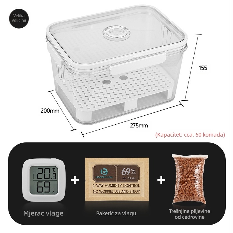 HANNICOOK kutija za cigare – zatvorena, otporna na vlagu i štetnike, vlaženje i sazrijevanje, s držalom; materijali: PET/PP/silikon; stil: jednostavan