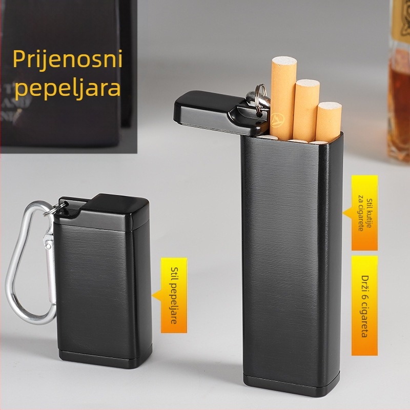 Prijenosna kutija za cigarete od cinkovog legura sa pepelnikom i kopčom za ključeve; prostor za pohranu; otisak logotipa; prilagodba i privatna oznaka
