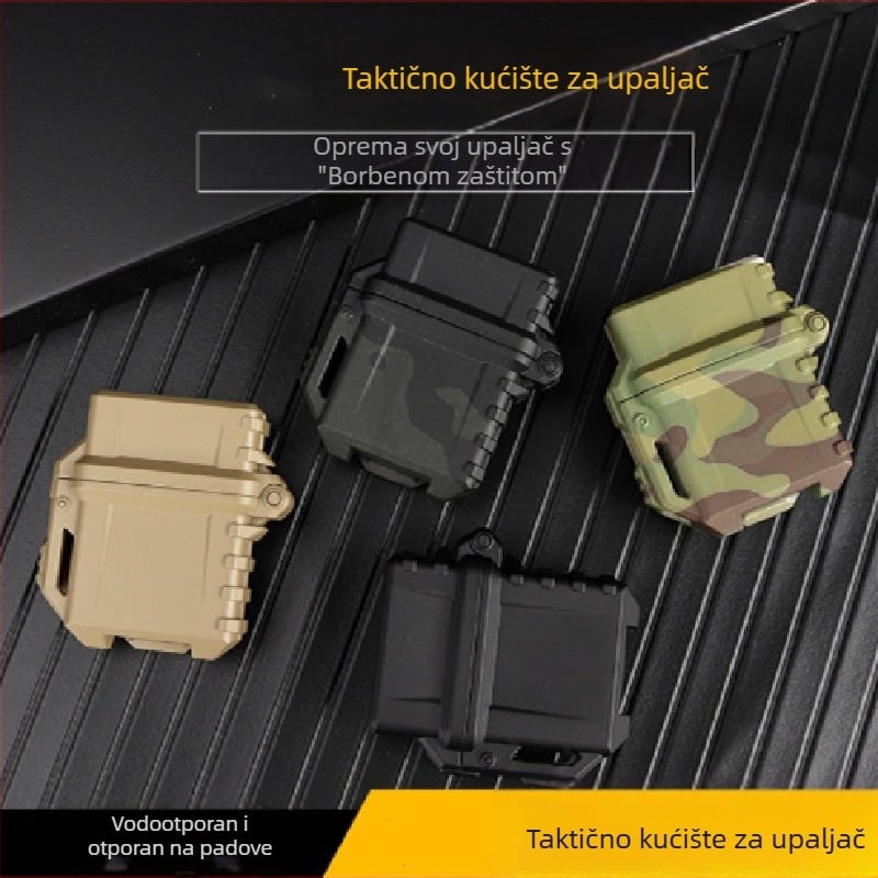 Univerzalno taktičko kućište za zapaljačicu za vanjsku upotrebu — vodootporno, otporno na pad, s unutarnjim ZP mehanizmom, plastična konstrukcija, prilagodljiva obrada