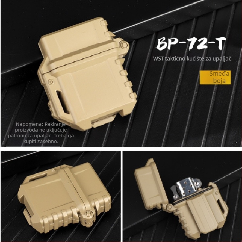 Univerzalno taktičko kućište za zapaljačicu za vanjsku upotrebu — vodootporno, otporno na pad, s unutarnjim ZP mehanizmom, plastična konstrukcija, prilagodljiva obrada