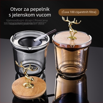 Stakleni pepeljak s poklopcem, jednostavan stil, otisak logotipa, pakiranje 36/48 komada