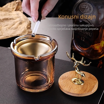 Stakleni pepeljak s poklopcem, jednostavan stil, otisak logotipa, pakiranje 36/48 komada