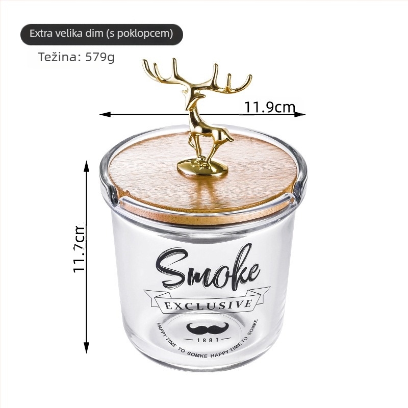 Stakleni pepeljak s poklopcem, jednostavan stil, otisak logotipa, pakiranje 36/48 komada