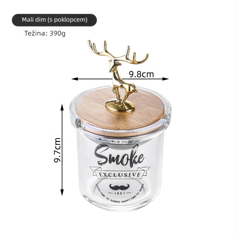 Stakleni pepeljak s poklopcem, jednostavan stil, otisak logotipa, pakiranje 36/48 komada