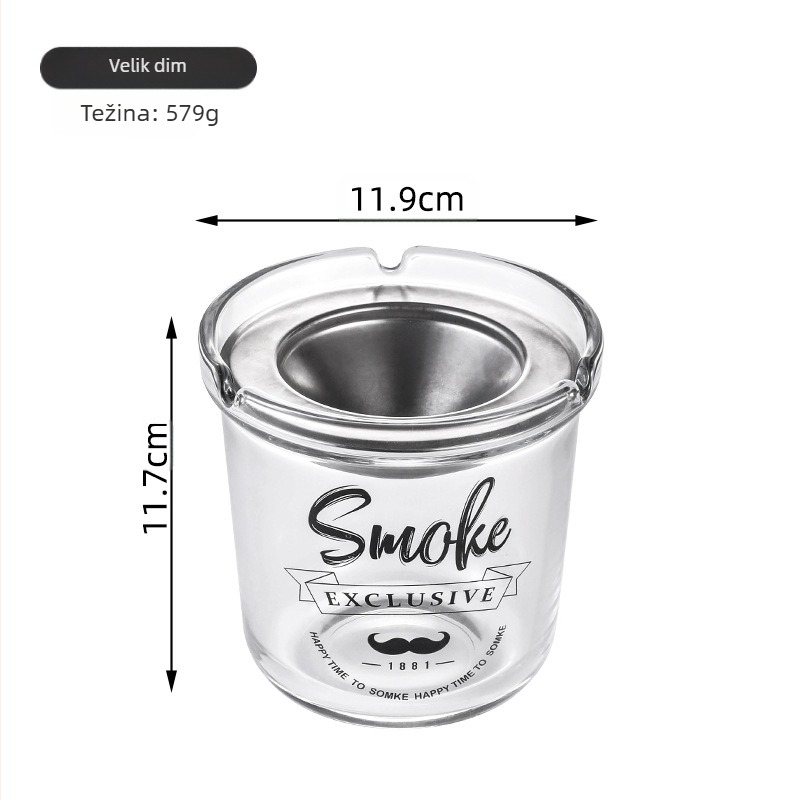 Stakleni pepeljak s poklopcem, jednostavan stil, otisak logotipa, pakiranje 36/48 komada