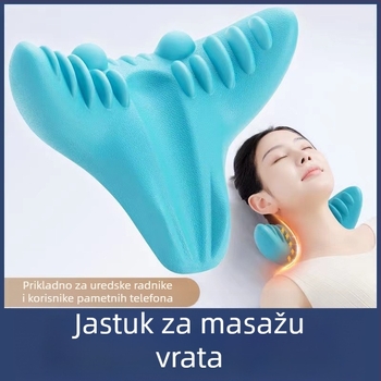Edripin Jastuk za vratnu kralježnicu – PU materijal, D-forma jastuka za vrat, masaža i istezanje vrata s akupresurom, prijenosno za kućnu upotrebu